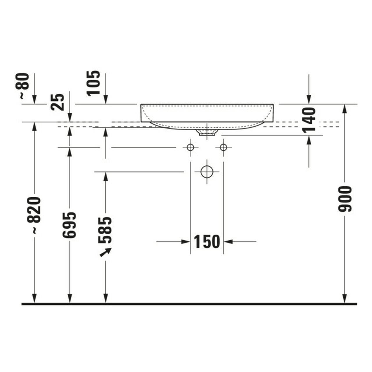 Duravit Aufsatzbecken DuraSquare 60x34,5 cm Weiß ohne Hahnloch WonderGliss (23556000001)