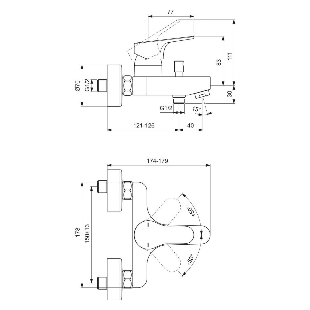 Ideal Standard Badewannenarmatur Chrom (BC843AA)
