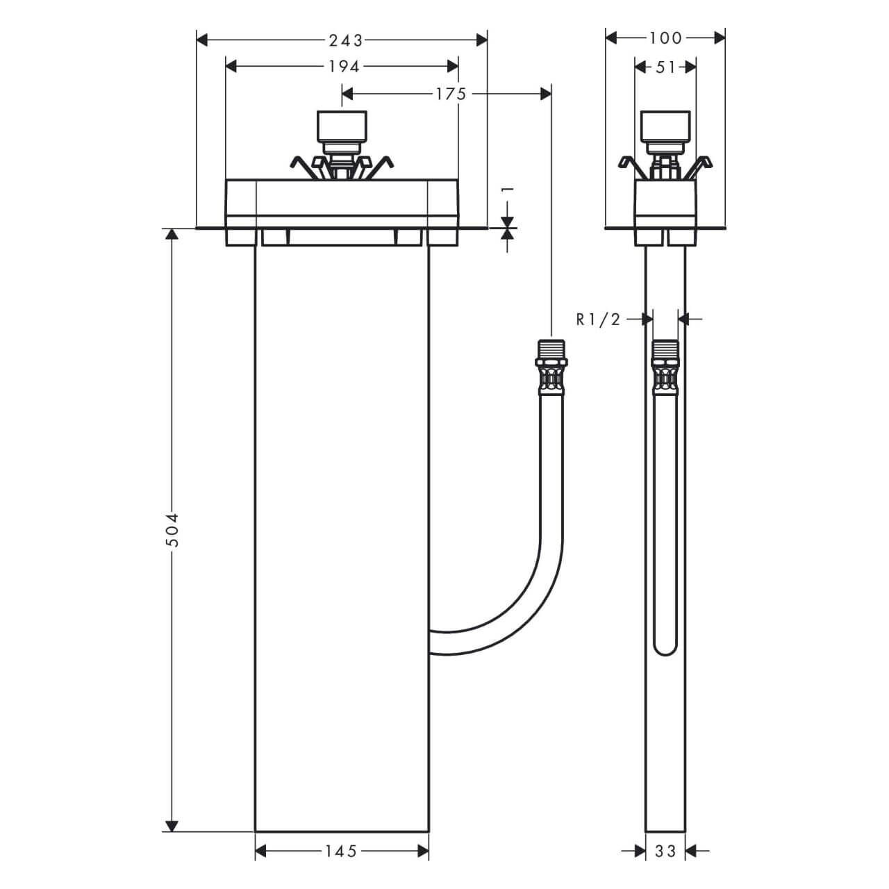 Hansgrohe Wannen-Schlauchbox sBox für Wannenrandmontage (13560180)