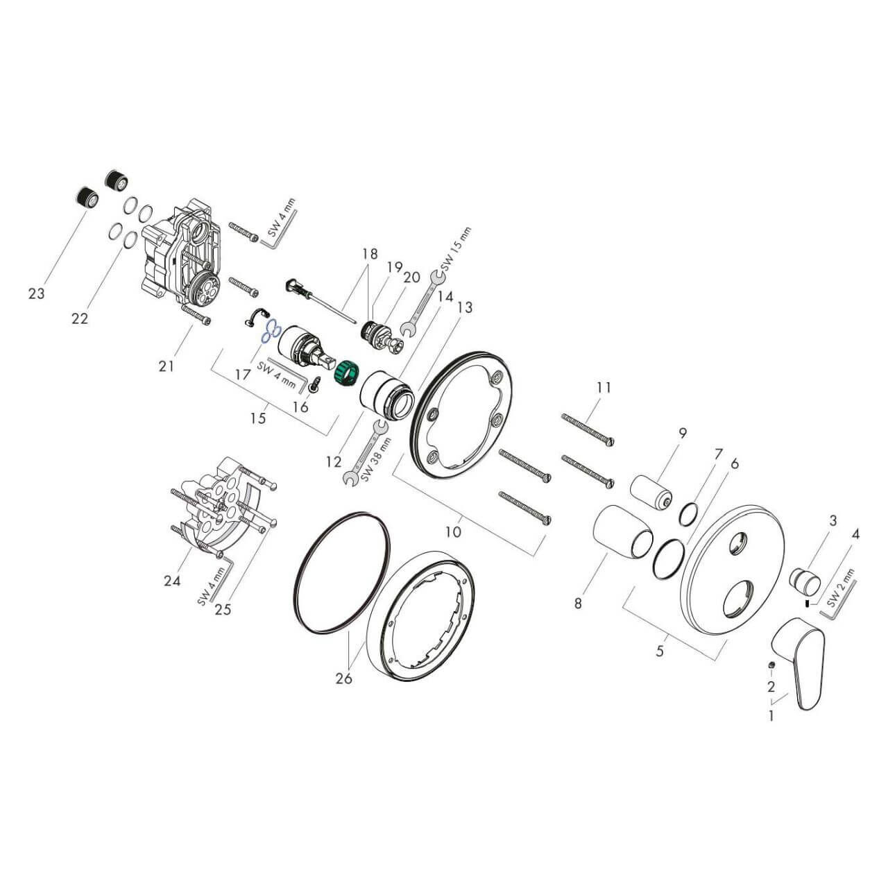Hansgrohe Badarmatur Focus Chrom mit Umstellung (31945000)