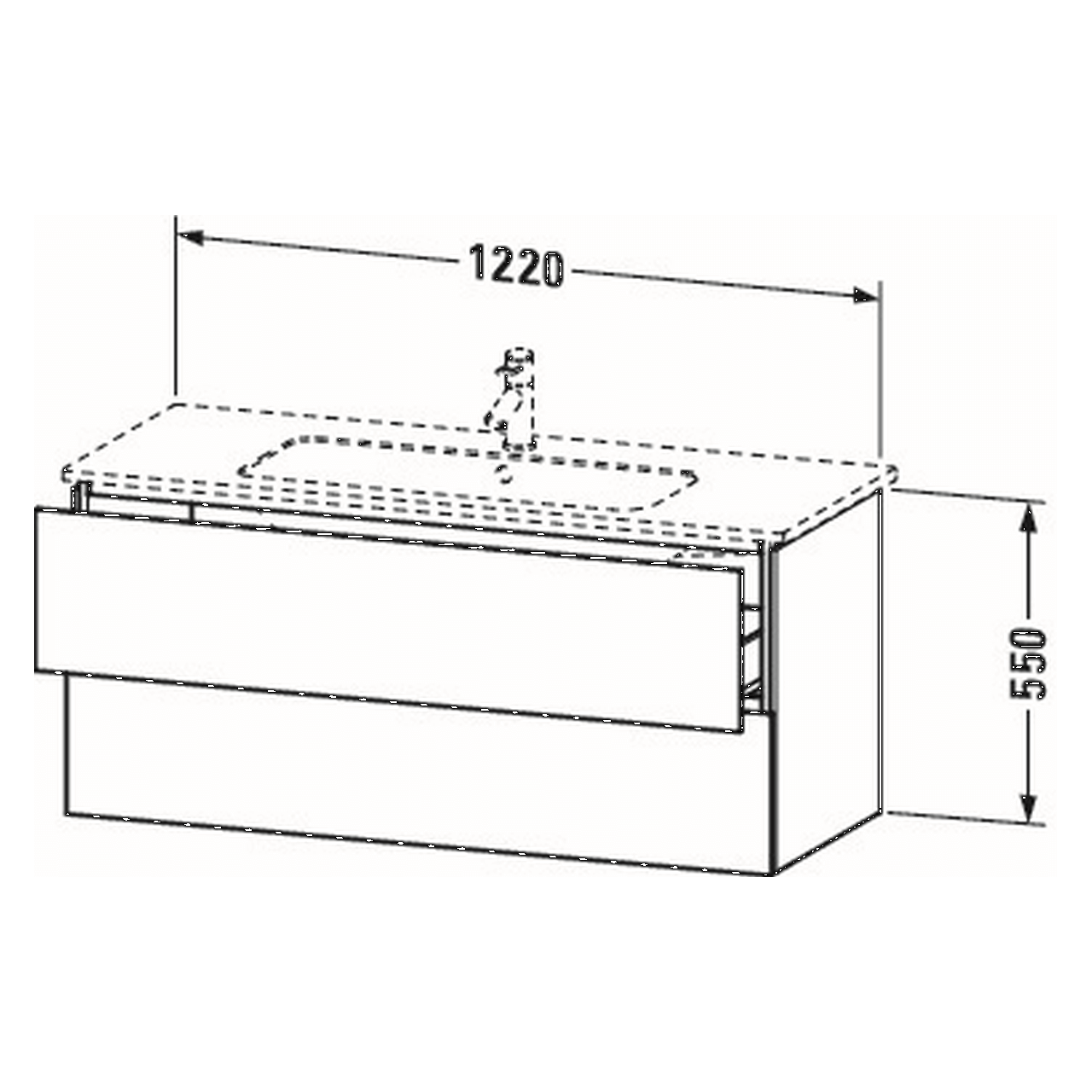 Duravit Waschtischunterschrank L-Cube 122 cm Weiß Matt 2 Schubkästen wandhängend (LC624301818)