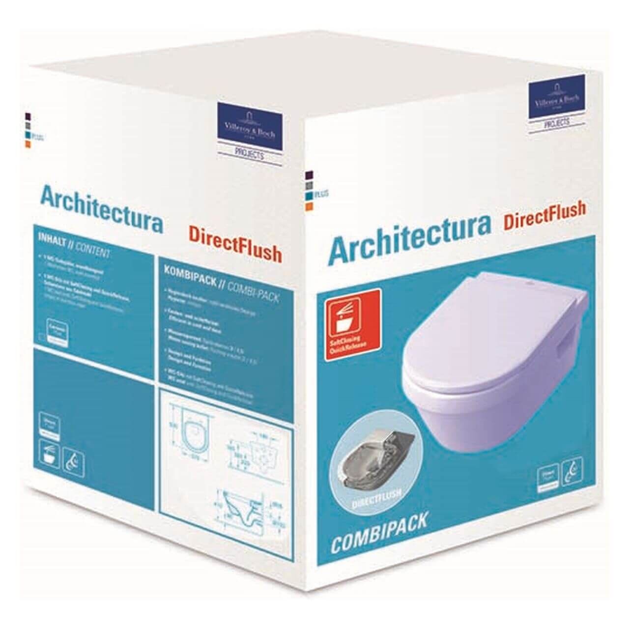 Villeroy & Boch Combi-Pack-Wand-Tiefspül-WC Architectura DirectFlush Weiß (5684HR01)