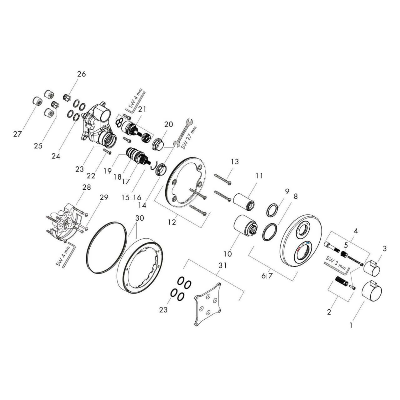Hansgrohe Thermostatarmatur Ecostat Chrom Unterputz (15758000)