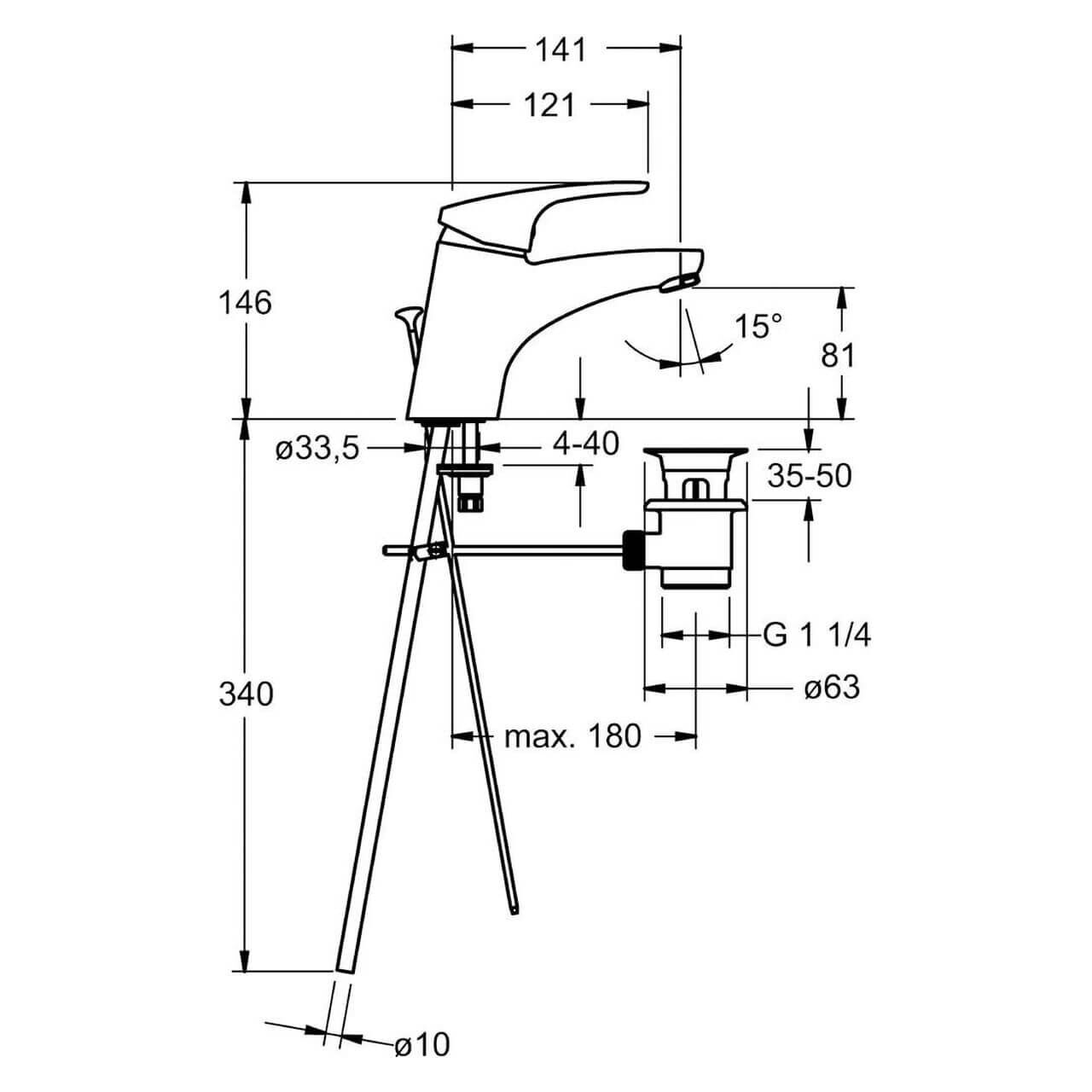 Hansa Waschtischarmatur Hansamix Chrom DN 15 mit Ablaufgarnitur (01092183)