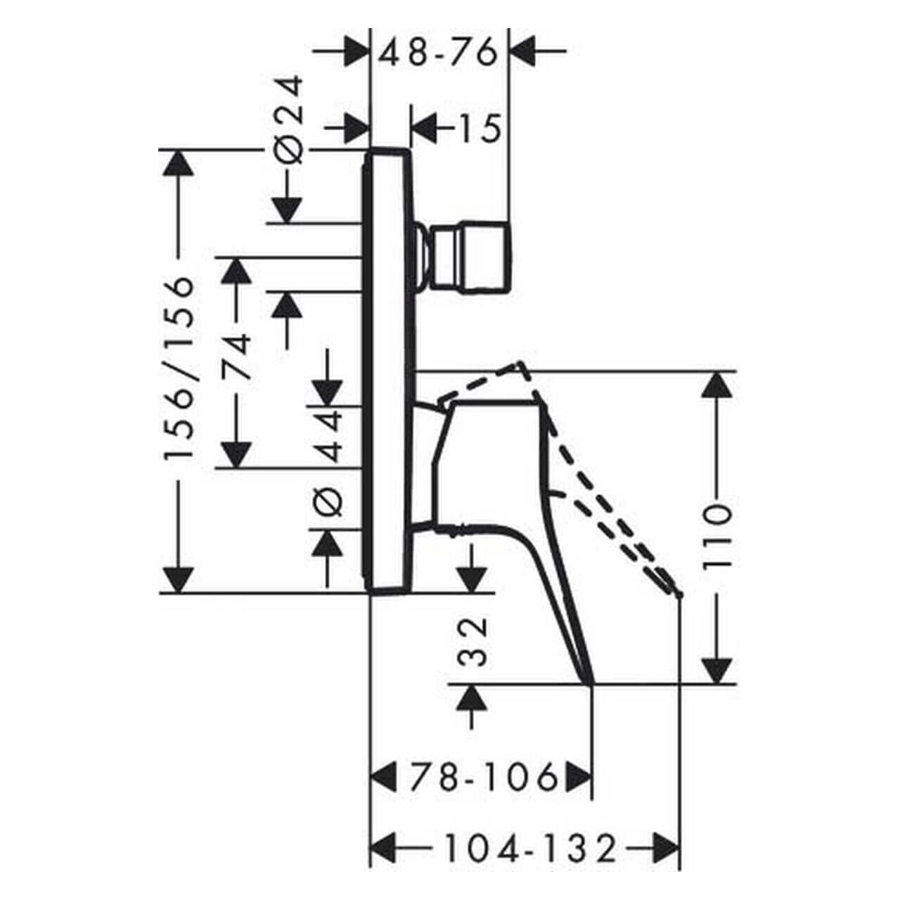 Hansgrohe Badarmatur Vivenis Chrom Unterputz mit Umstellung (75415000)