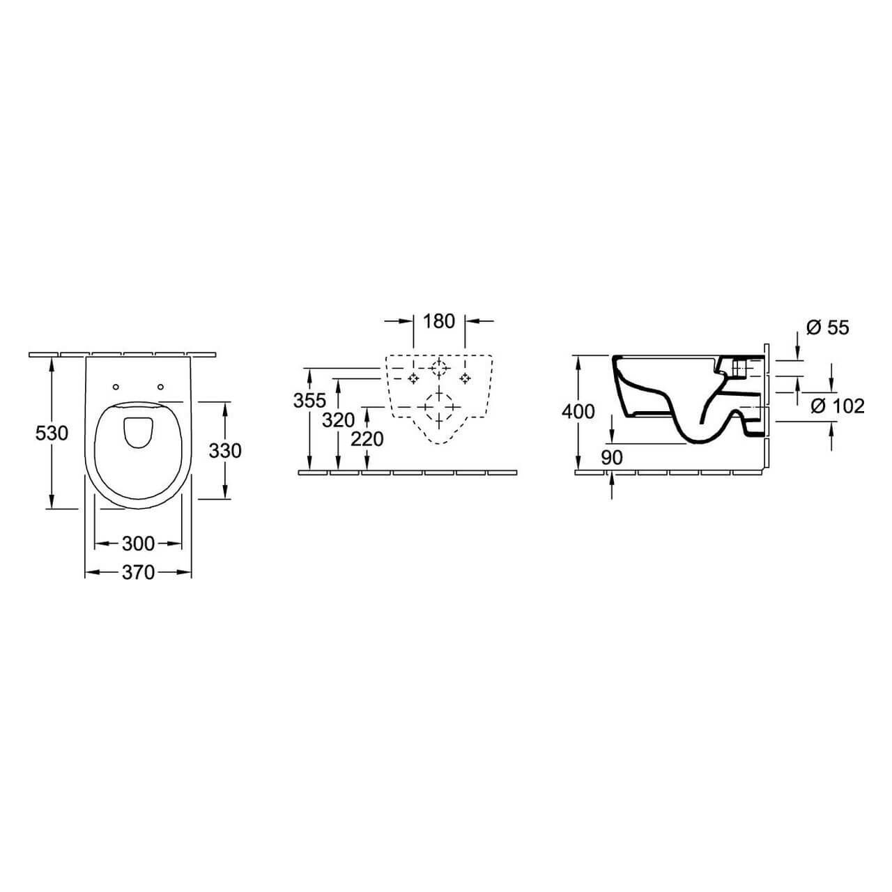 Villeroy & Boch Combi-Pack-Wand-Tiefspül-WC Avento DirectFlush C-Plus Weiß (5656RSR1)