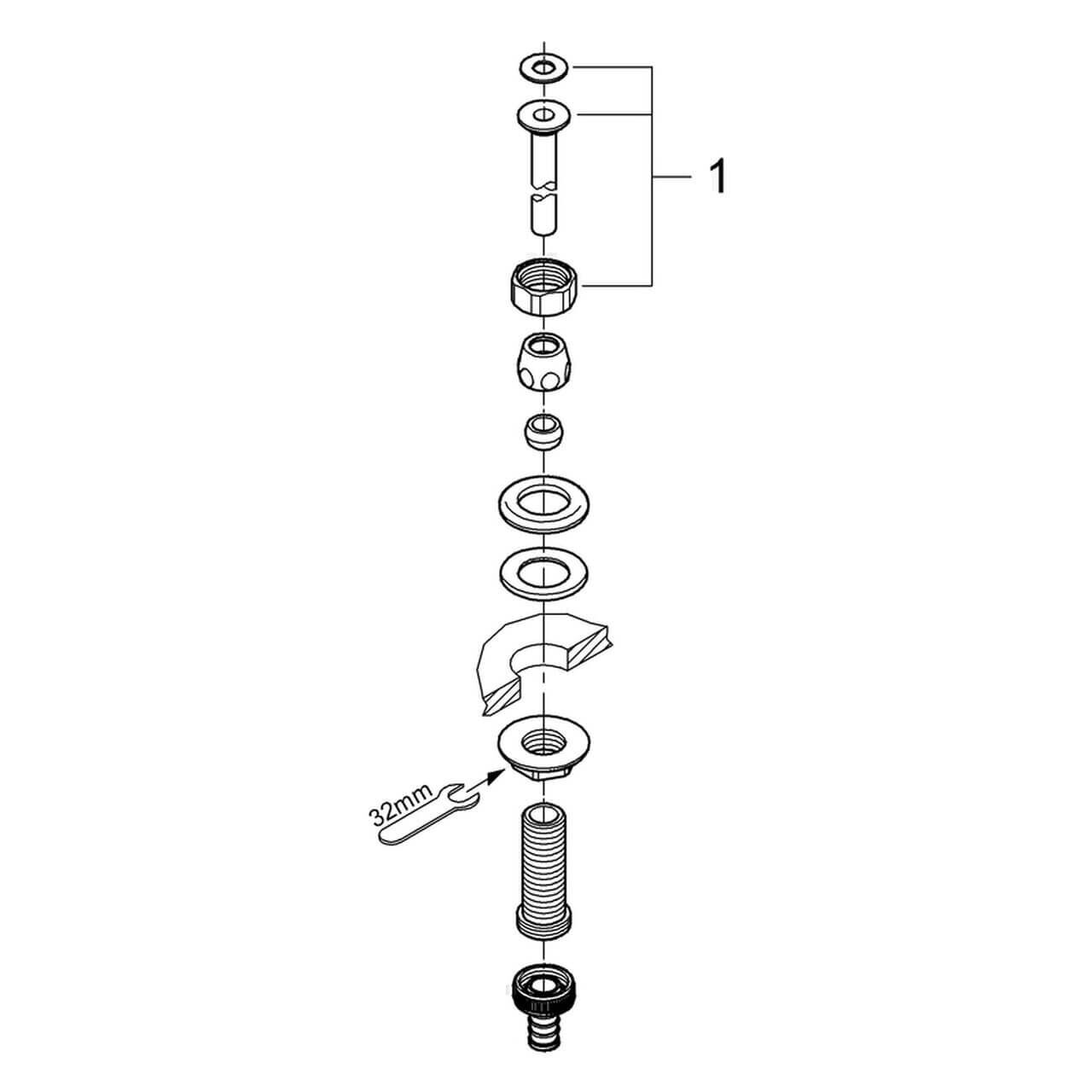 Grohe WAS-Spülendurchführung 1/2", verstellbar 7 cm Chrom (41130000)