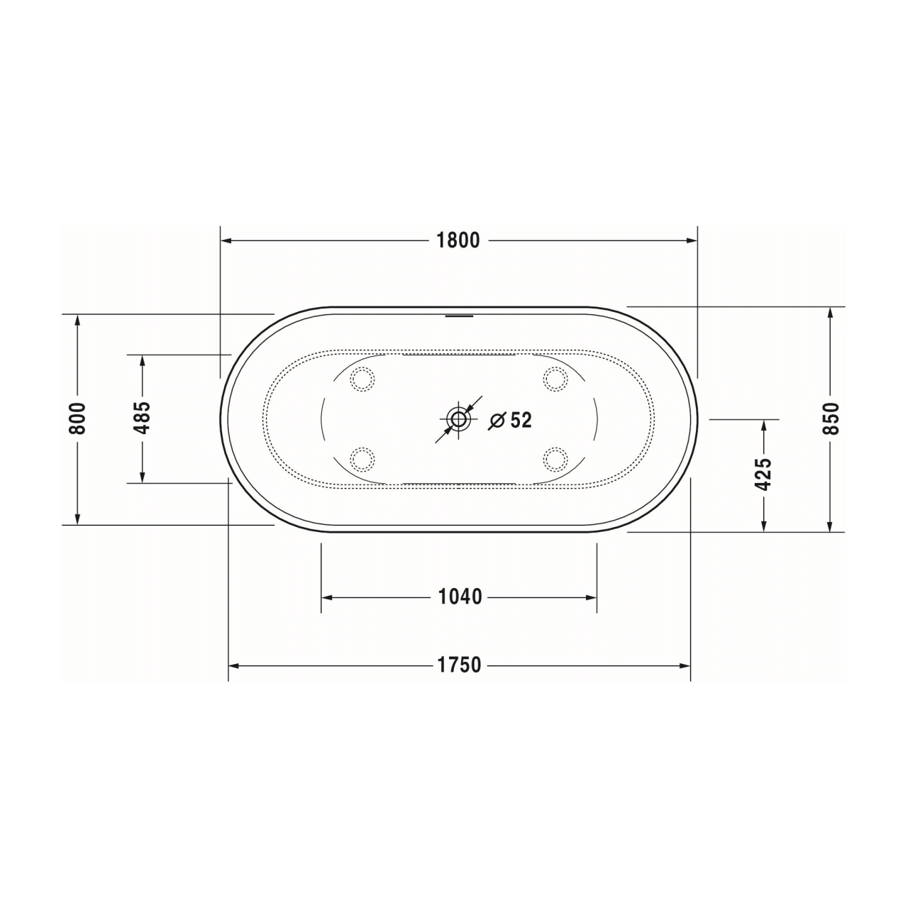 Duravit Oval-Badewanne Luv 180x85x46 cm freistehend matt Weiß (700434000000000)