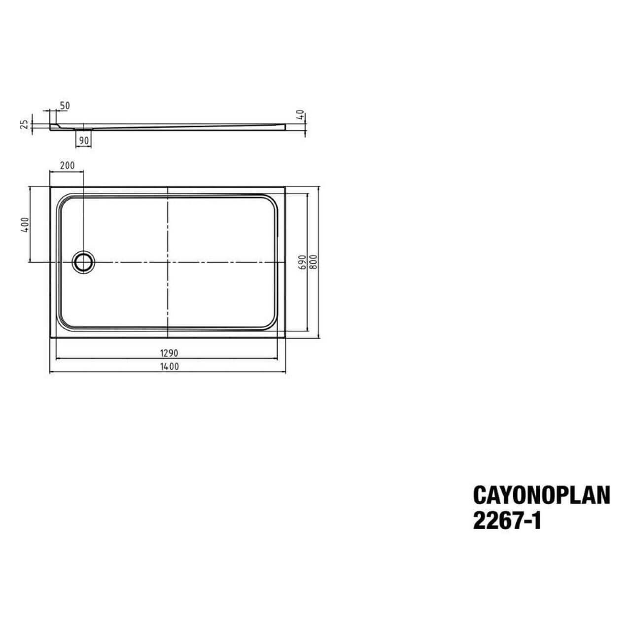Kaldewei Duschwanne Cayonoplan 90x140x2,5 cm Weiß (362700010001)