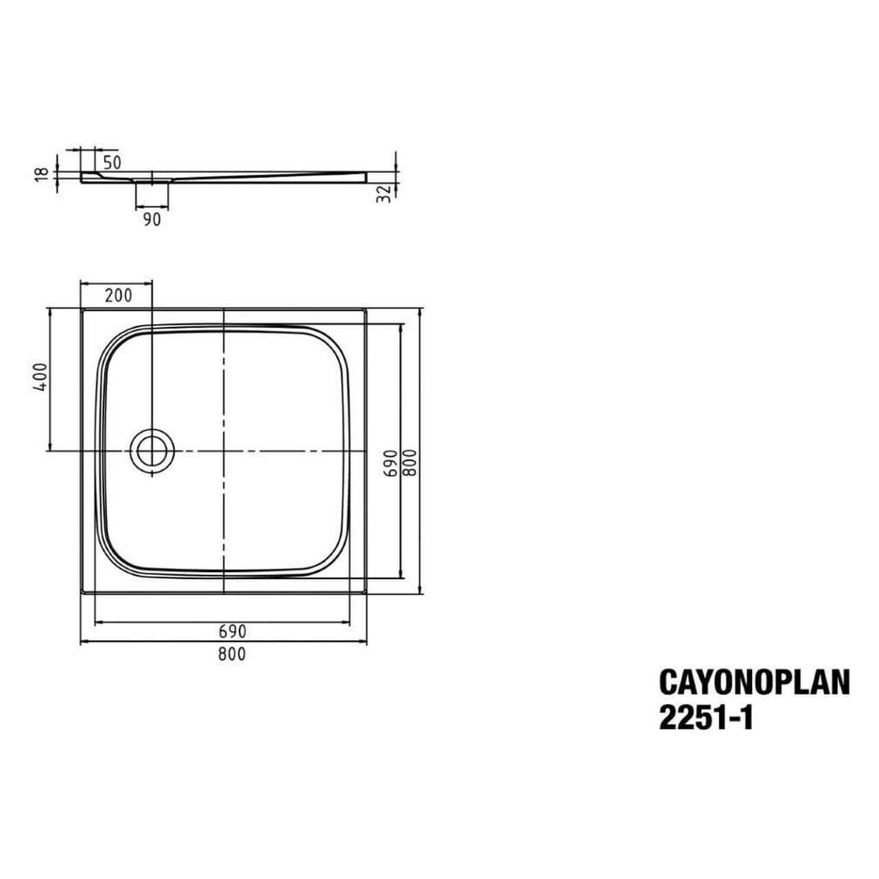Kaldewei Duschwanne Cayonoplan 80x80x1,8 cm Weiß (361100010001)