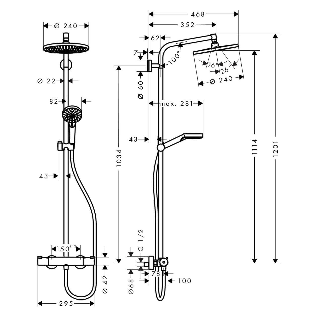 Hansgrohe Duschsystem Crometta EcoSmart 9 l/min Chrom (27268000)