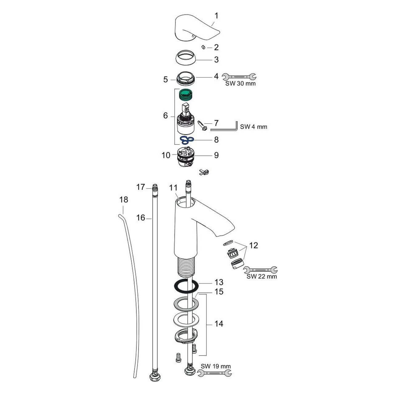 Hansgrohe Waschtischarmatur Metris 110 Chrom mit Ablaufgarnitur (31080000)