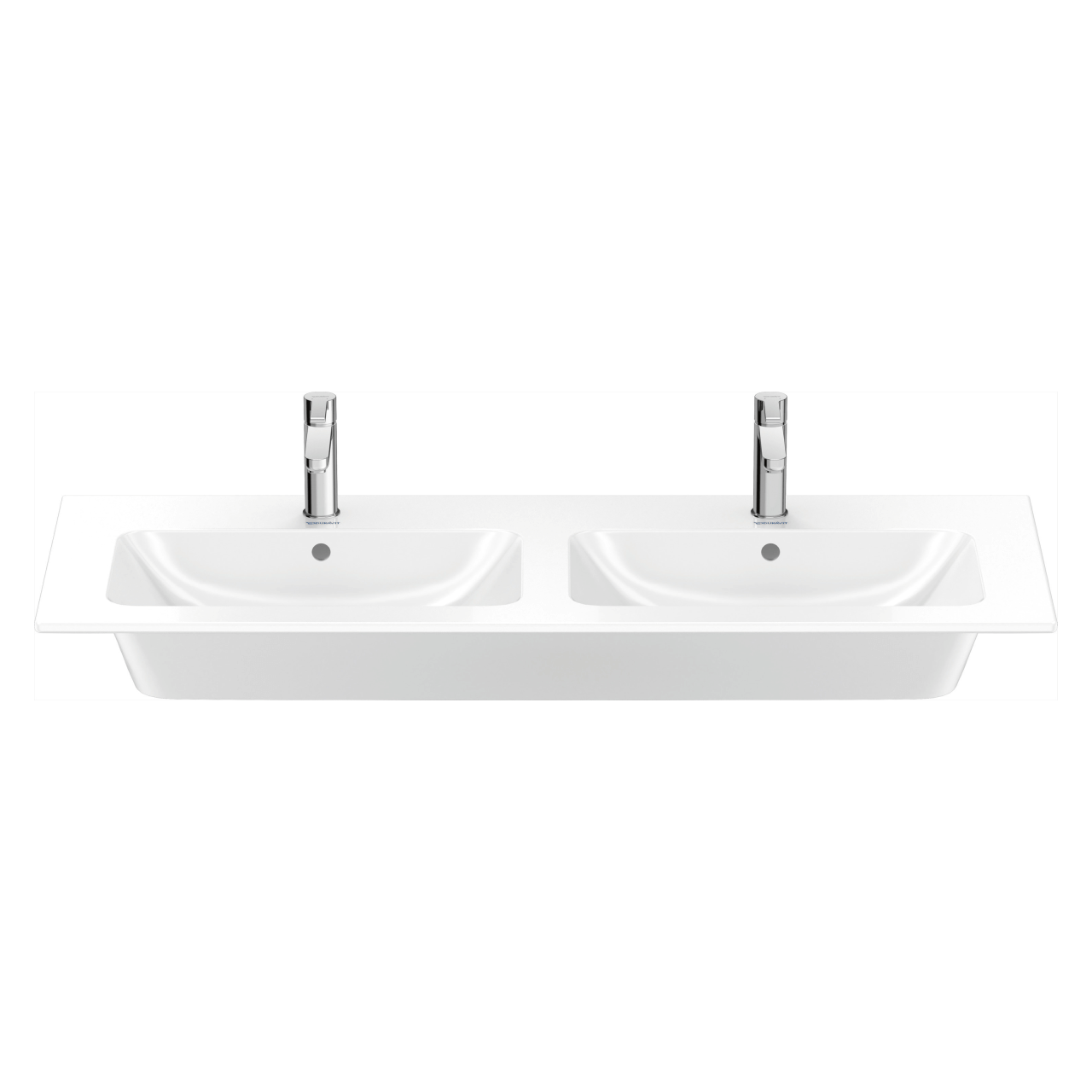 Duravit Doppelwaschtisch Me by Starck 130x49 cm Weiß 2 Hahnlöcher WonderGliss (23361300001)