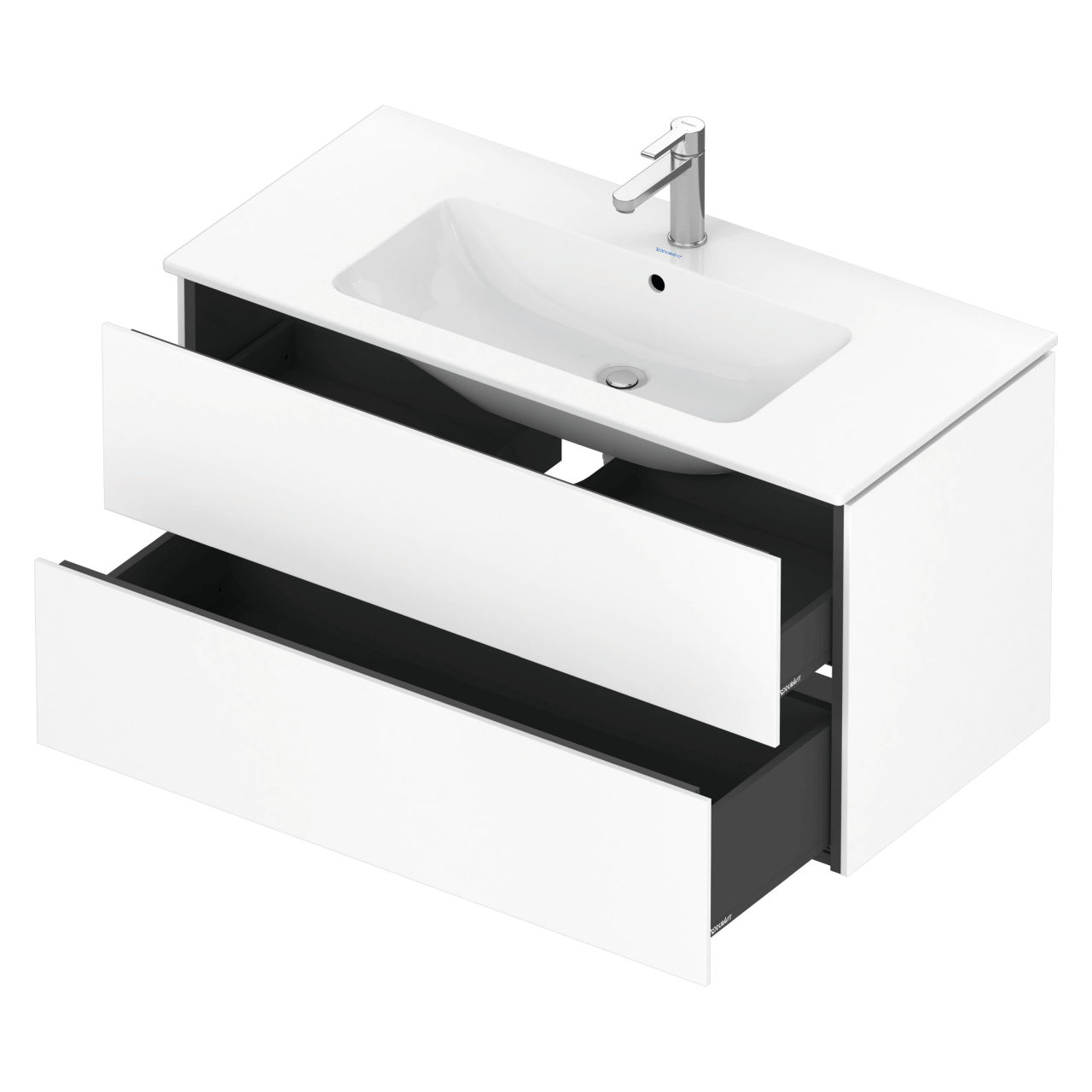 Duravit Waschtisch-Unterschrank L-Cube, 102 cm, weiß matt, 2 Schubkästen, wandhängend