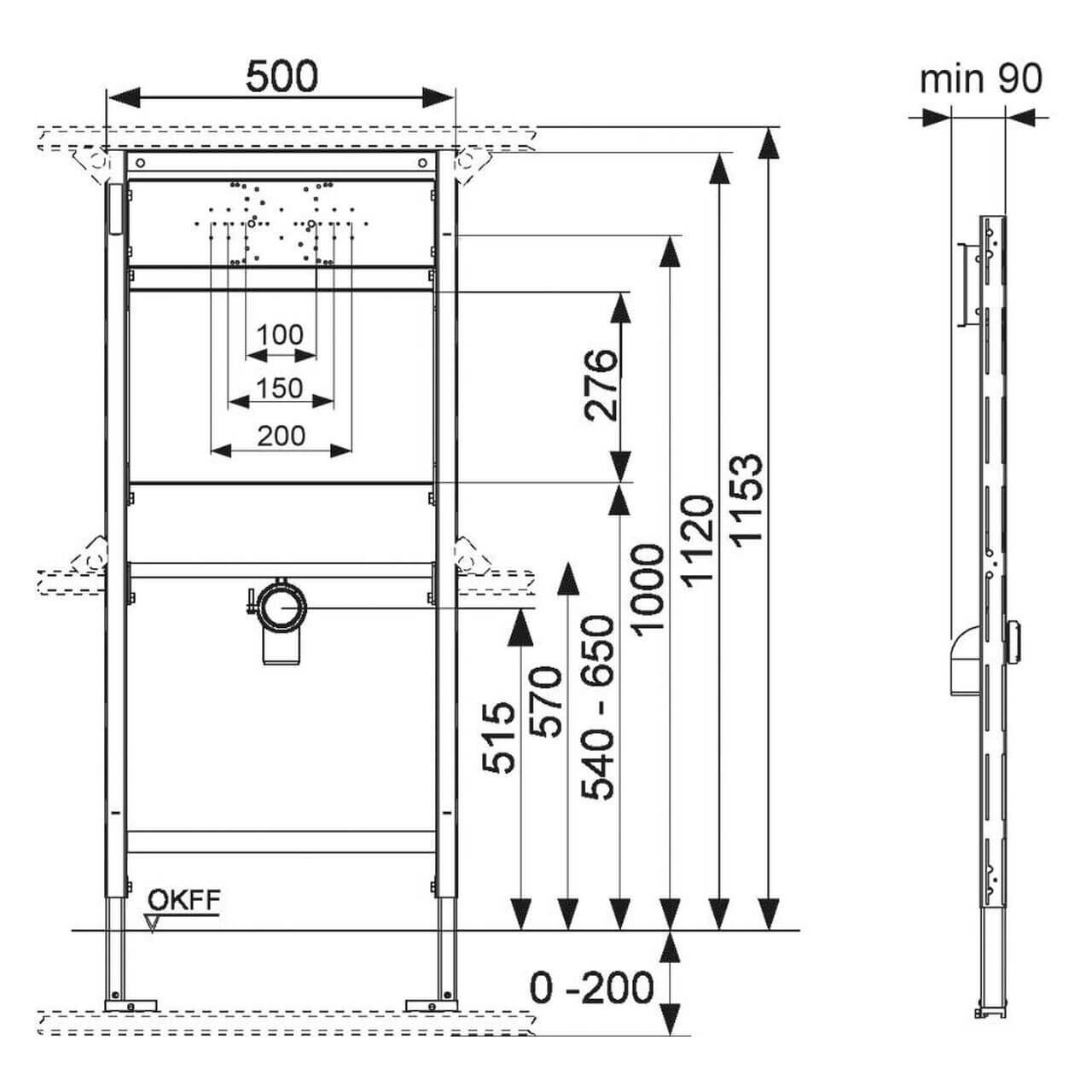 Tece Waschtischmodul Teceprofil 1120 mm für Ausgussbecken (9310002)