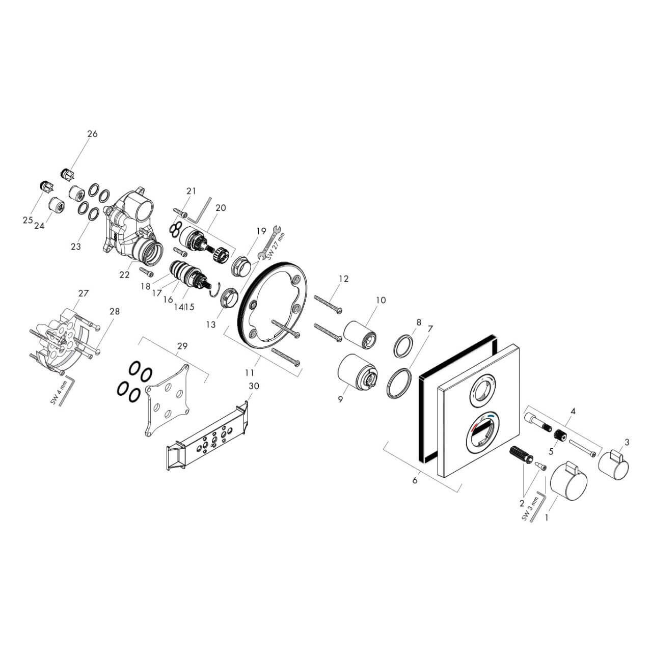 Hansgrohe Unterputz-Thermostat Ecostat Square Matt-Schwarz (15714670)