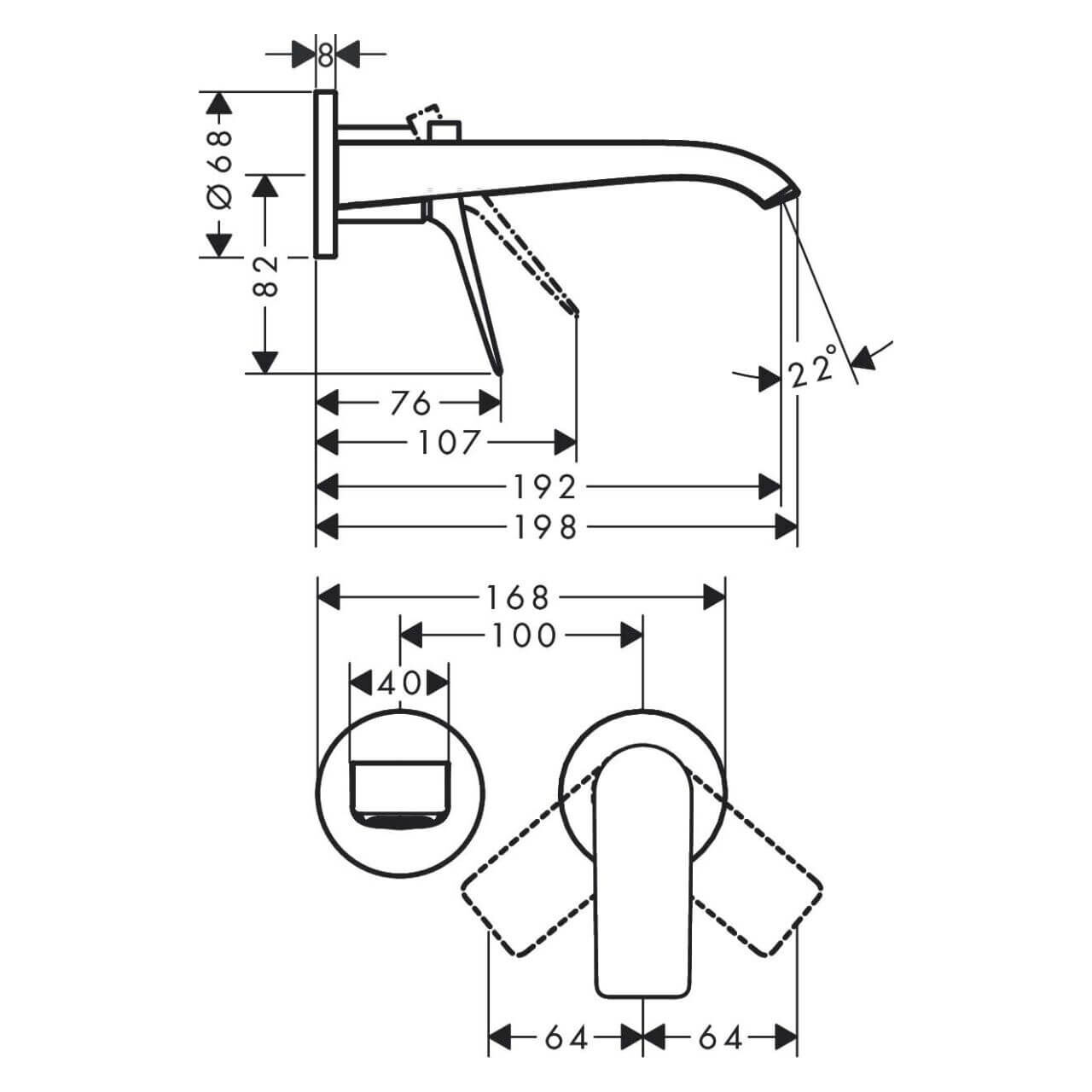 Hansgrohe Badewannenarmatur Vivenis Wandmontage Chrom (75050000)