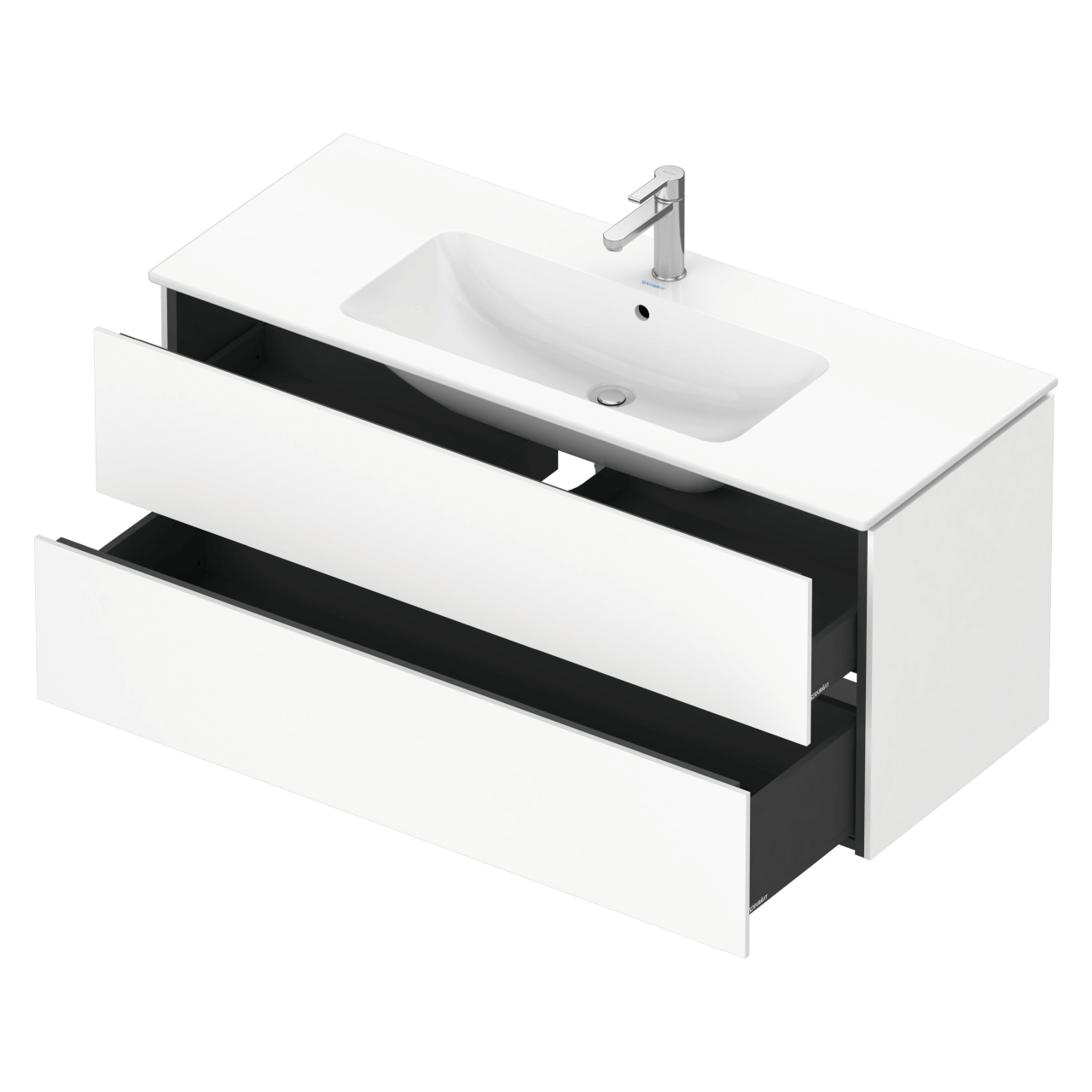 Duravit Waschtisch-Unterschrank L-Cube, 122 cm, weiß matt, 2 Schubkästen, wandhängend